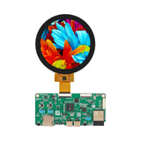 ESP32 AI round display kit showing a 480x480 circular voice assistant UI on a 2.8 inch TFT with ESP32-P4X AIBox board